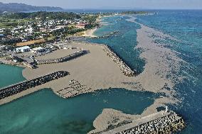 Drifted pumice in southern Japan