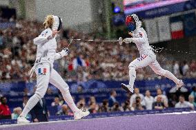 Paris 2024 - the women's epee team round of 8 - France v Korea