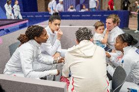 Paris 2024 - the women's epee team round of 8 - France v Korea