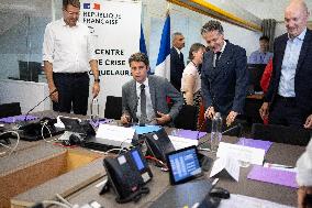 Gabriel Attal Visits The Heatwave Situation Crisis Centre - Paris