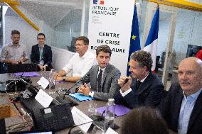 Gabriel Attal Visits The Heatwave Situation Crisis Centre - Paris