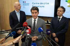 Gabriel Attal Visits The Heatwave Situation Crisis Centre - Paris