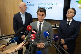 Gabriel Attal Visits The Heatwave Situation Crisis Centre - Paris