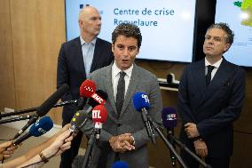 Gabriel Attal Visits The Heatwave Situation Crisis Centre - Paris