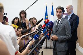 Gabriel Attal Visits The Heatwave Situation Crisis Centre - Paris