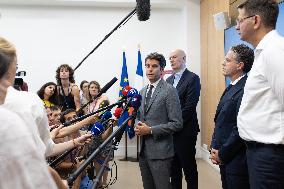 Gabriel Attal Visits The Heatwave Situation Crisis Centre - Paris