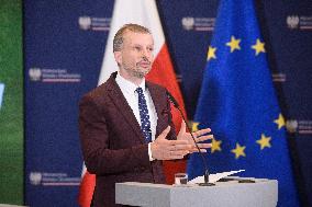 Polish Minister For Climate And The Environment Press Conference.