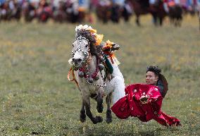 Guozhuang Dance At A Racecourse Event - China