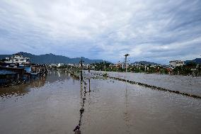 Heavy Rain Flood Houses In Nepal