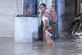 Heavy Rain Flood Houses In Nepal