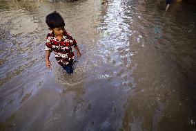 Heavy Rain Flood Houses In Nepal