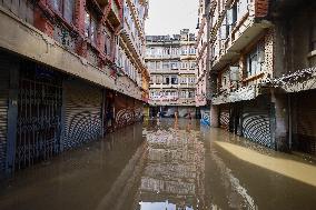 Heavy Rain Flood Houses In Nepal