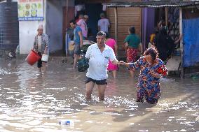 Heavy Rain Flood Houses In Nepal