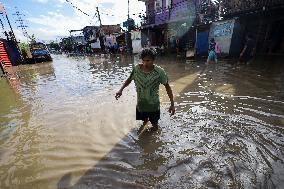 Heavy Rain Flood Houses In Nepal