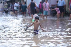 Heavy Rain Flood Houses In Nepal