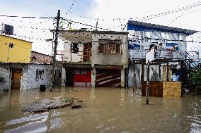 Heavy Rain Flood Houses In Nepal