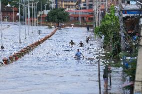 Heavy Rain Flood Houses In Nepal