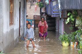 Heavy Rain Flood Houses In Nepal