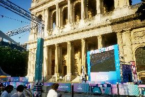 Olympic Fan Zone In Front Of The Saint Sulpice Church In Paris