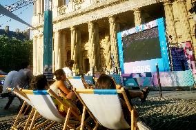 Olympic Fan Zone In Front Of The Saint Sulpice Church In Paris