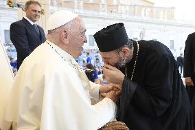 Pope Francis Attends An Open-Air Audience - Vatican