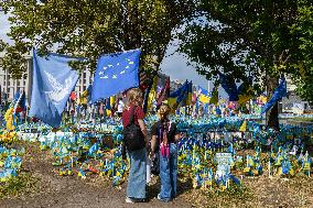 Makeshift Memorial In Honor Of The Ukrainian Armed Forces Soldiers Who Died In Battles With Russian Troops