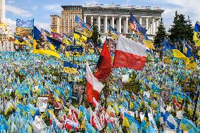 Makeshift Memorial In Honor Of The Ukrainian Armed Forces Soldiers Who Died In Battles With Russian Troops