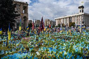 Makeshift Memorial In Honor Of The Ukrainian Armed Forces Soldiers Who Died In Battles With Russian Troops