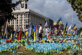 Makeshift Memorial In Honor Of The Ukrainian Armed Forces Soldiers Who Died In Battles With Russian Troops