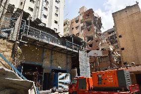 Aftermath Of Israeli Airstrike Yestrday  On Beirut