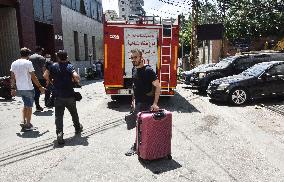 Aftermath Of Israeli Airstrike Yestrday  On Beirut