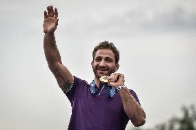 Paris 2024 - Fans welcome medalists at the Parc des Champions in Paris FA