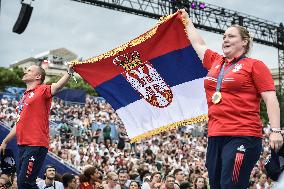 Paris 2024 - Fans welcome medalists at the Parc des Champions in Paris FA