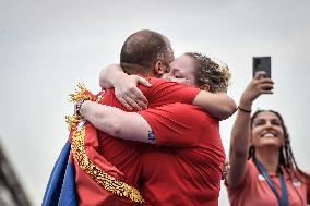 Paris 2024 - Fans welcome medalists at the Parc des Champions in Paris FA