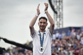 Paris 2024 - Fans welcome medalists at the Parc des Champions in Paris FA