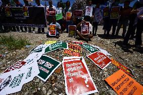 Activists Demonstrate In Front Of Bangladesh Embassy In Kathmandu Against Atrocities On Protesting Students