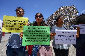 Activists Demonstrate In Front Of Bangladesh Embassy In Kathmandu Against Atrocities On Protesting Students