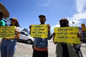 Activists Demonstrate In Front Of Bangladesh Embassy In Kathmandu Against Atrocities On Protesting Students