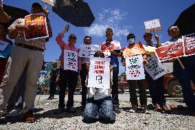 Activists Demonstrate In Front Of Bangladesh Embassy In Kathmandu Against Atrocities On Protesting Students