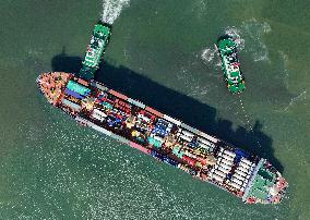 Penglai-Caribbean Route First Cargo Ship in Yantai