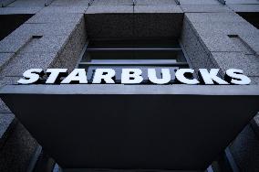 Starbucks Coffee Signage And Logo.