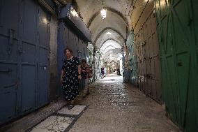 Palestinian Bazaar Strike Old City - Jerusalem