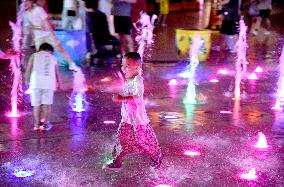 Children Cooled Off at The Fountain in Handan