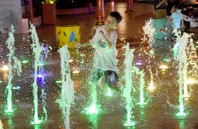 Children Cooled Off at The Fountain in Handan