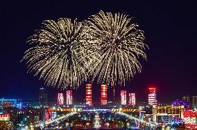 Firework Light Show Celebrate Army Day