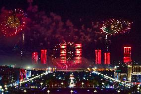 Firework Light Show Celebrate Army Day