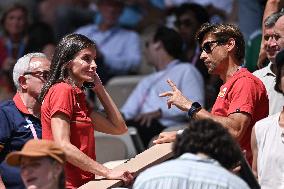 Paris 2024 - Queen Letizia At Carlos Alcaraz v Tommy Paul Tennis Match