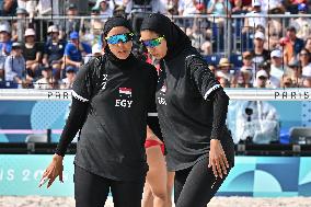 Paris 2024 - Women’s Beach Volleyball Spain v Egypt