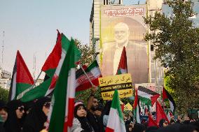 Demonstration In Iran Denouncing The Killing Of The Leader Of Hamas - Tehran