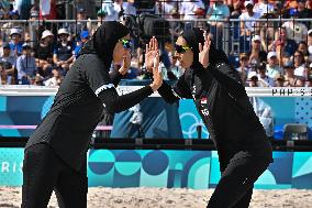 Paris 2024 - Women’s Beach Volleyball Spain v Egypt